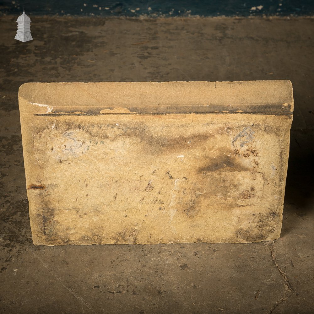 Single-Pitch Wall Coping Stones, Pair of Large Reclaimed Plinths