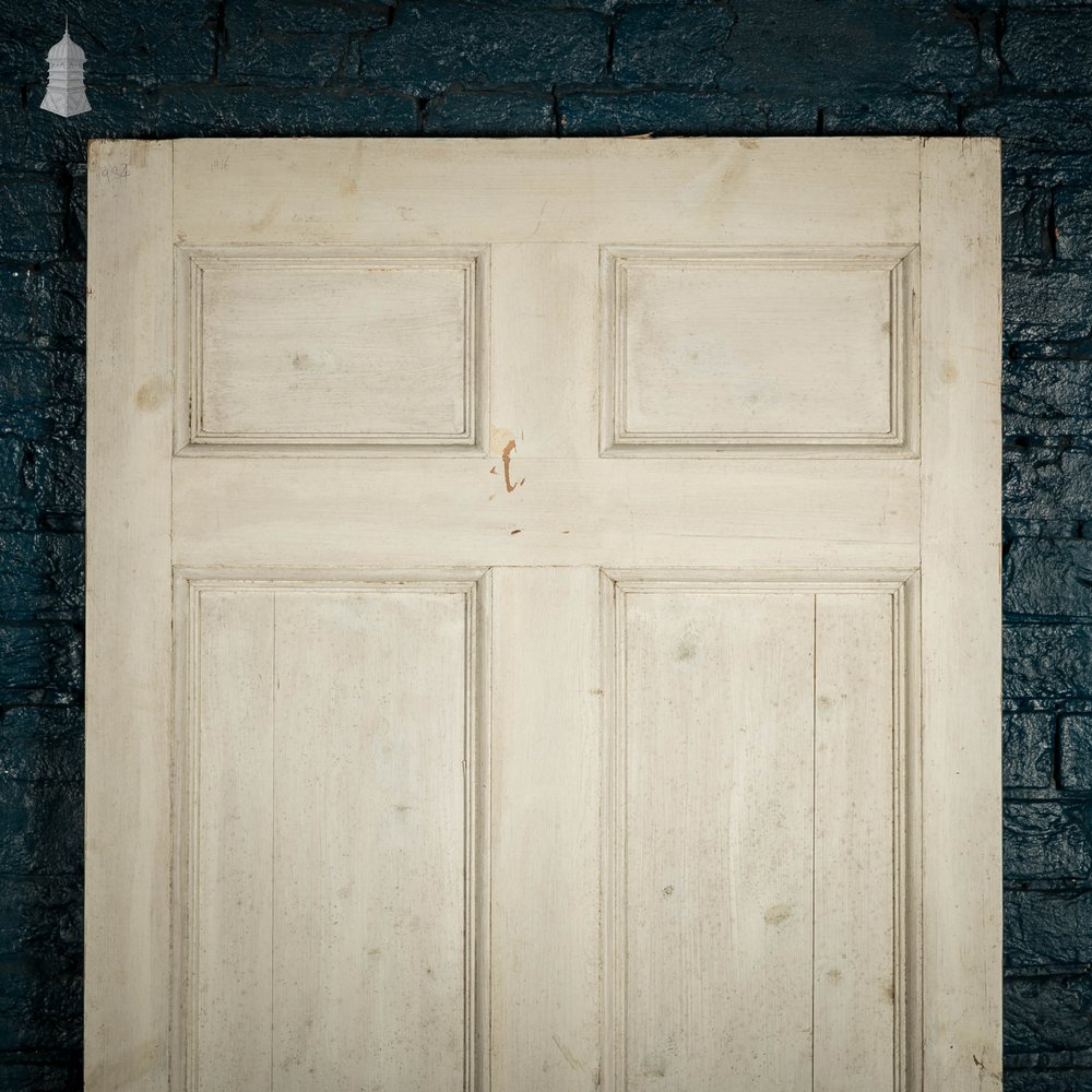 Pine Paneled Door, 6 Moulded Panel White Painted 20th C