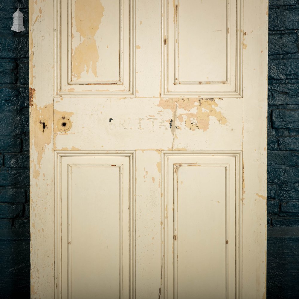 Pine Paneled Door, 6 Moulded Panel White Painted