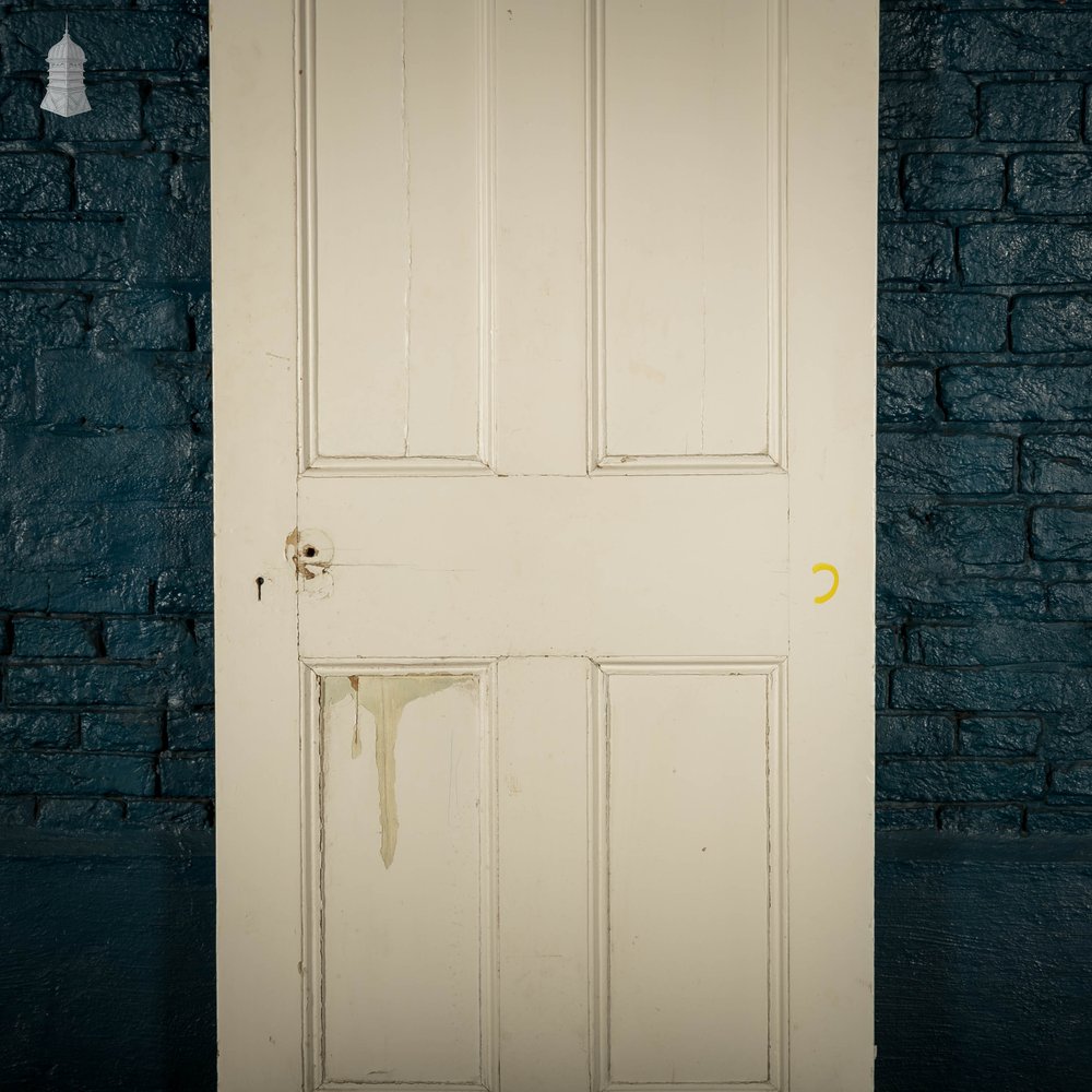 Pine Panelled Door, Moulded 4 Panel Victorian, White Painted Finish