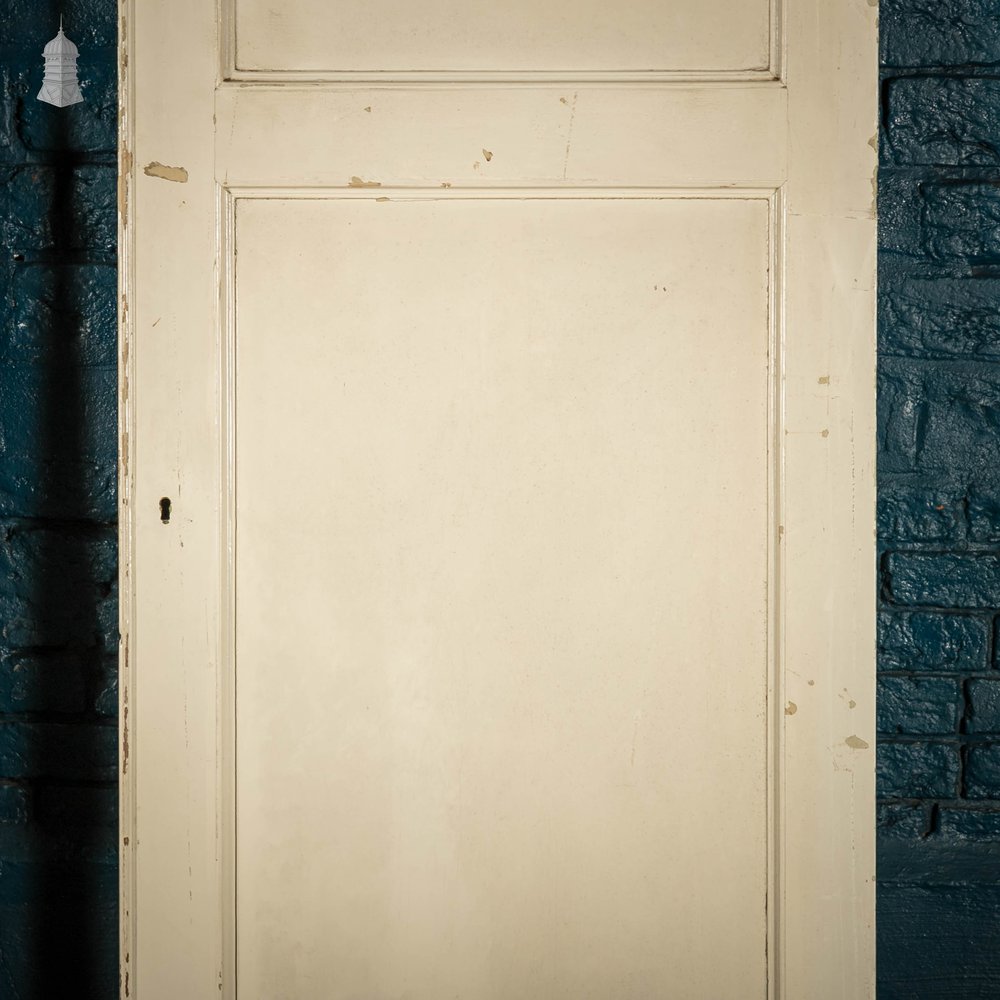 Pine Panelled Doors, Pair of 19th C 2 Panel White Painted Cupboard Doors
