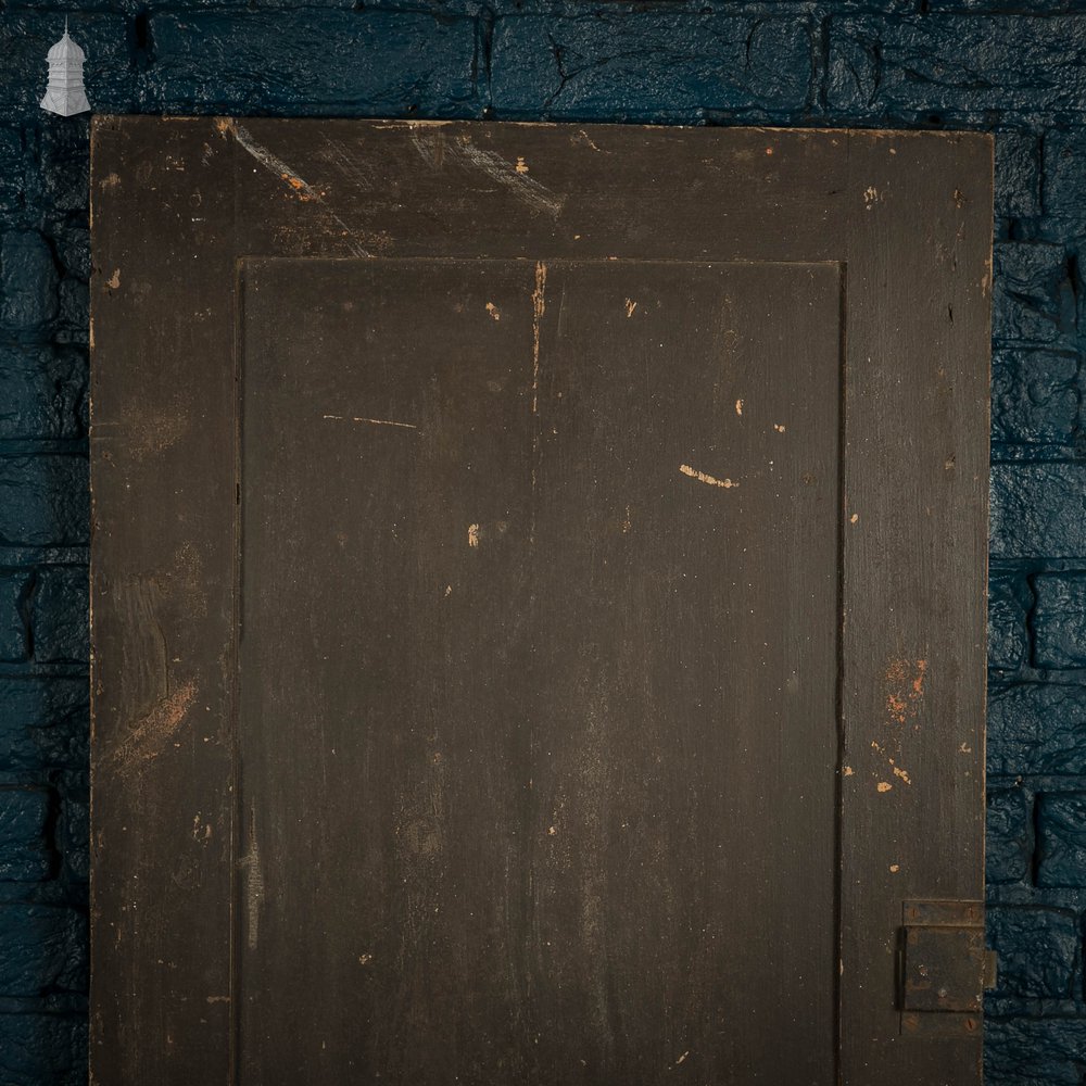 Pine Paneled Cupboard Door, 2 Panel Black Painted