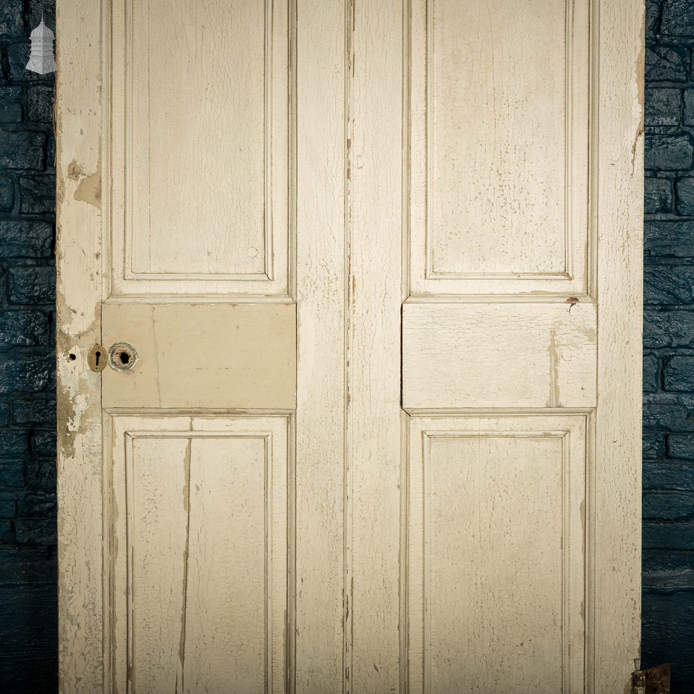 Pine Paneled Door, 6 Moulded Panel White Painted 20th C