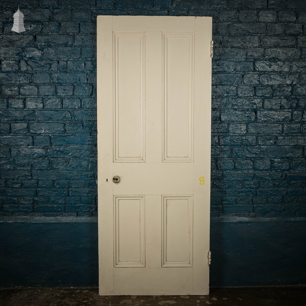 Pine Panelled Door, Victorian Moulded 4 Panel