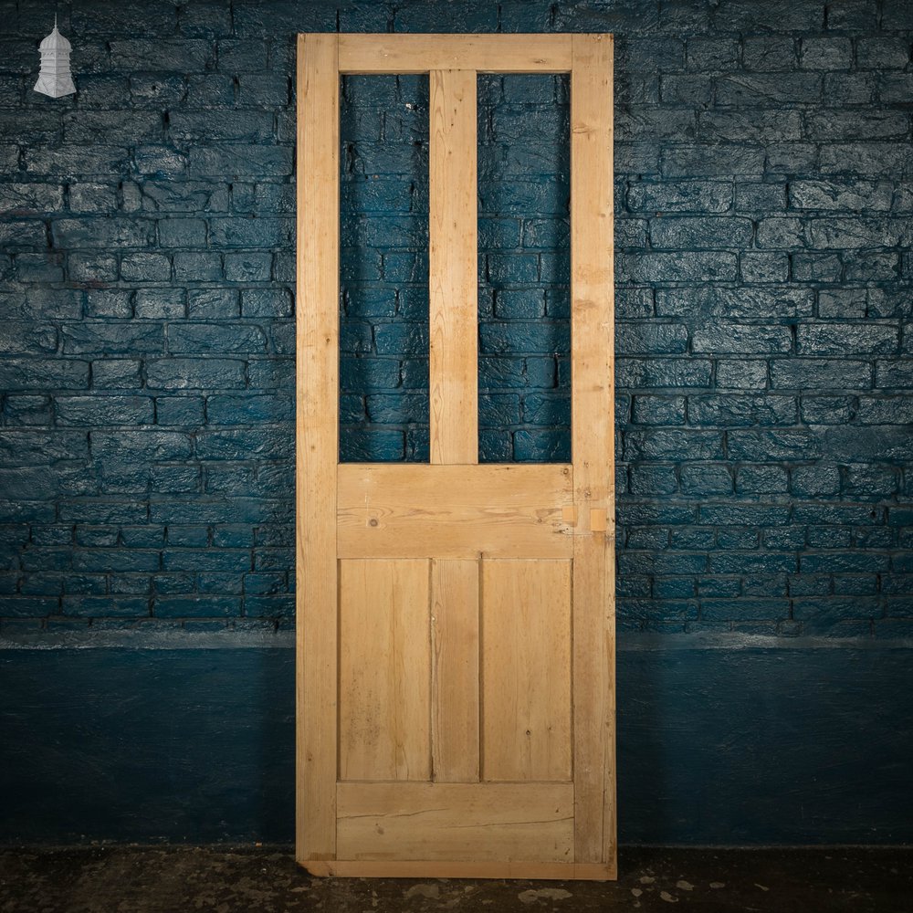 Half Glazed Door, 19th C Pine 4 Panel
