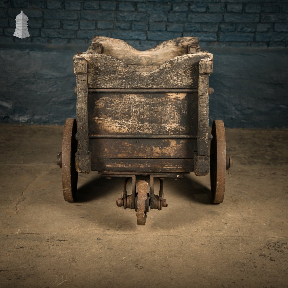 Wooden Factory Cart, Rustic Industrial Trolley