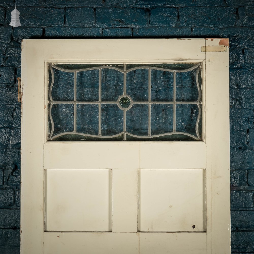 Glazed Pine Door, Victorian Panelled Door with Leaded Glass