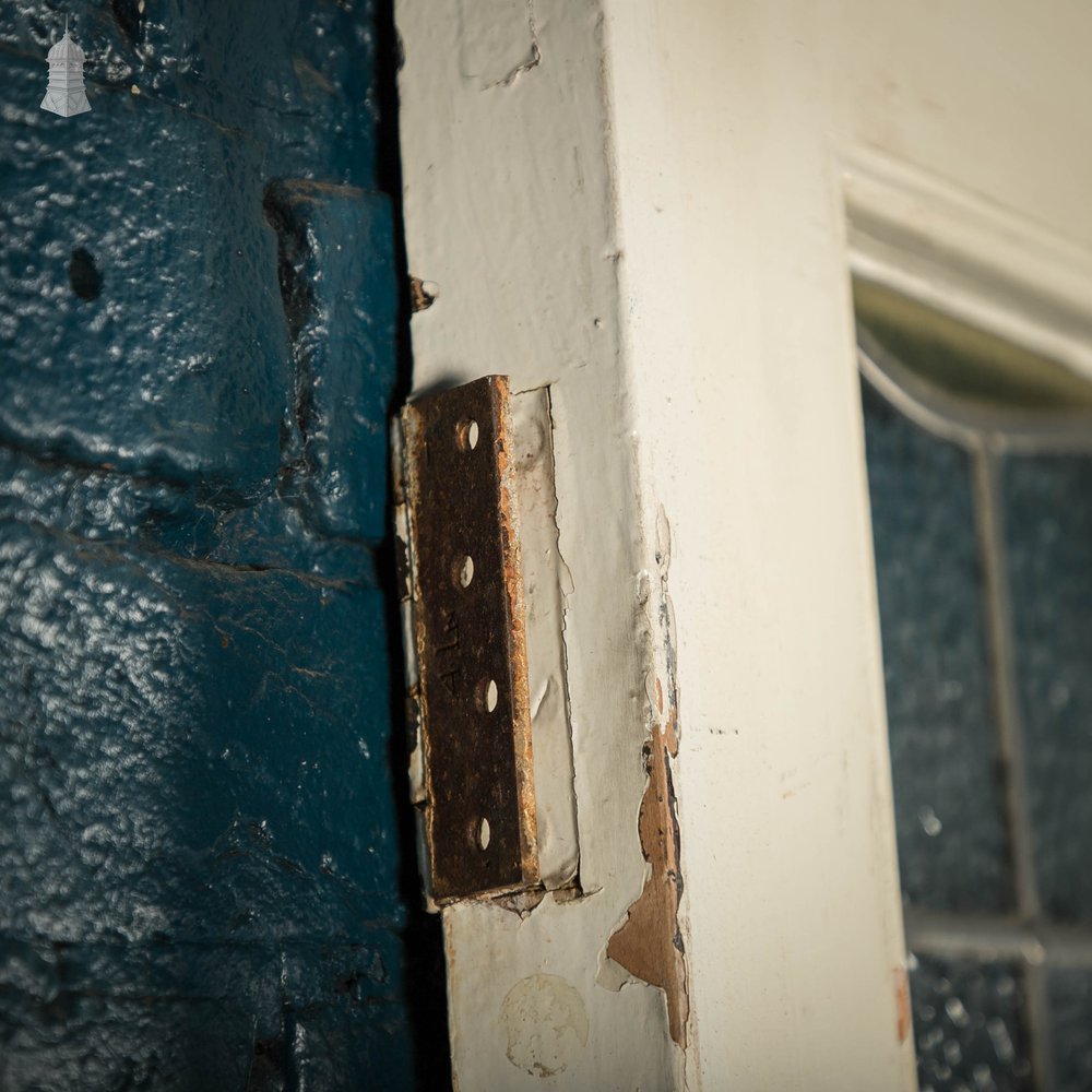 Glazed Pine Door, Victorian Panelled Door with Leaded Glass