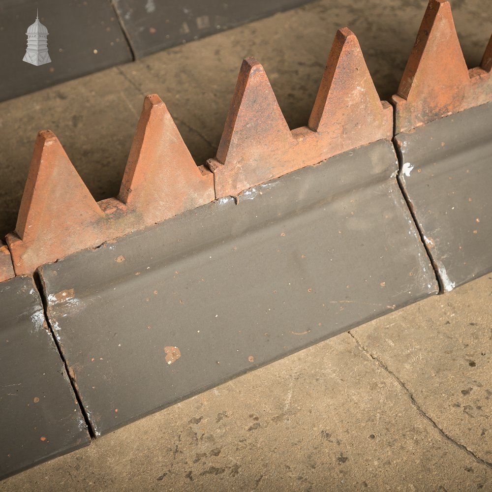 Blue and Terracotta Cox Comb Ridge Tiles, Victorian