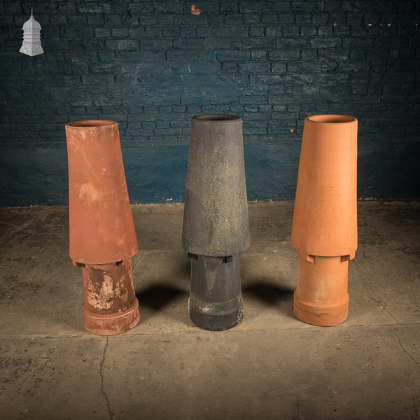 Set of Three Reclaimed Marcone Vented Chimney Pots