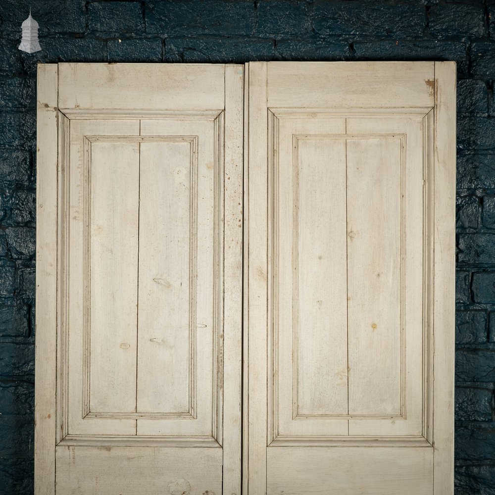 Pine Paneled Double Doors, 2 Panel White Painted