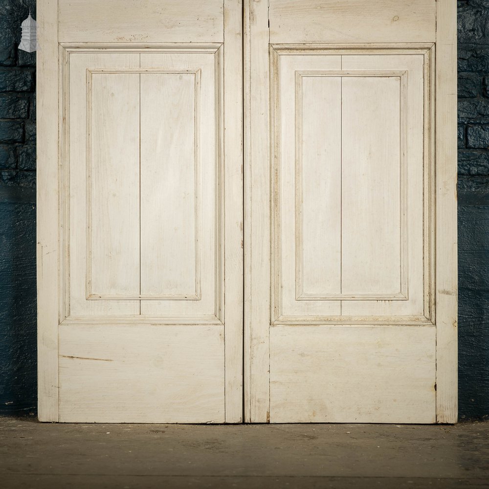 Pine Paneled Double Doors, 2 Panel White Painted
