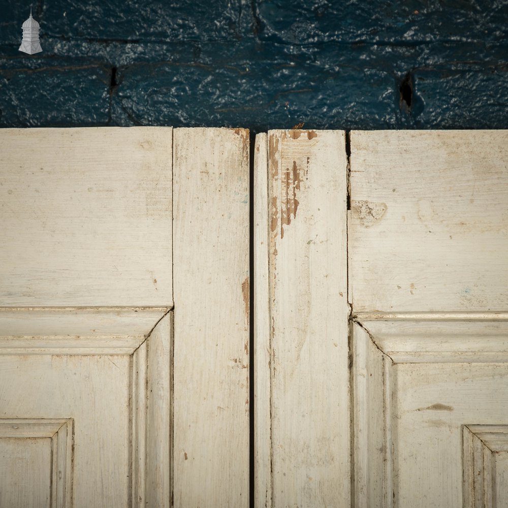 Pine Paneled Double Doors, 2 Panel White Painted