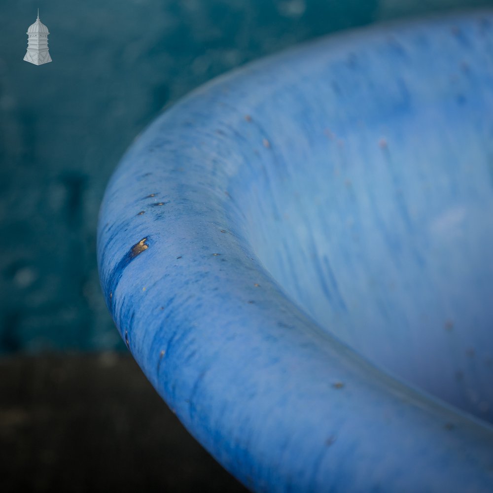 Large Ceramic Bowl, Blue Glazed Finish