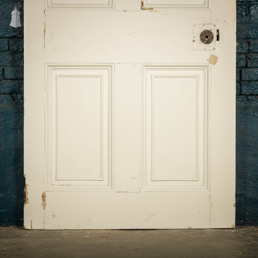 Pitch Pine Paneled Door, 6 Panel White Painted