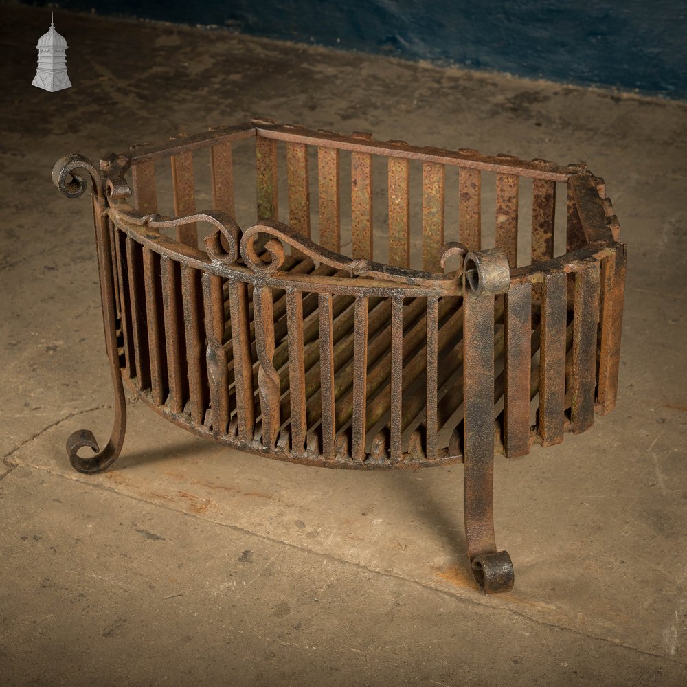 Fire Grate, Wrought Iron Scroll Details