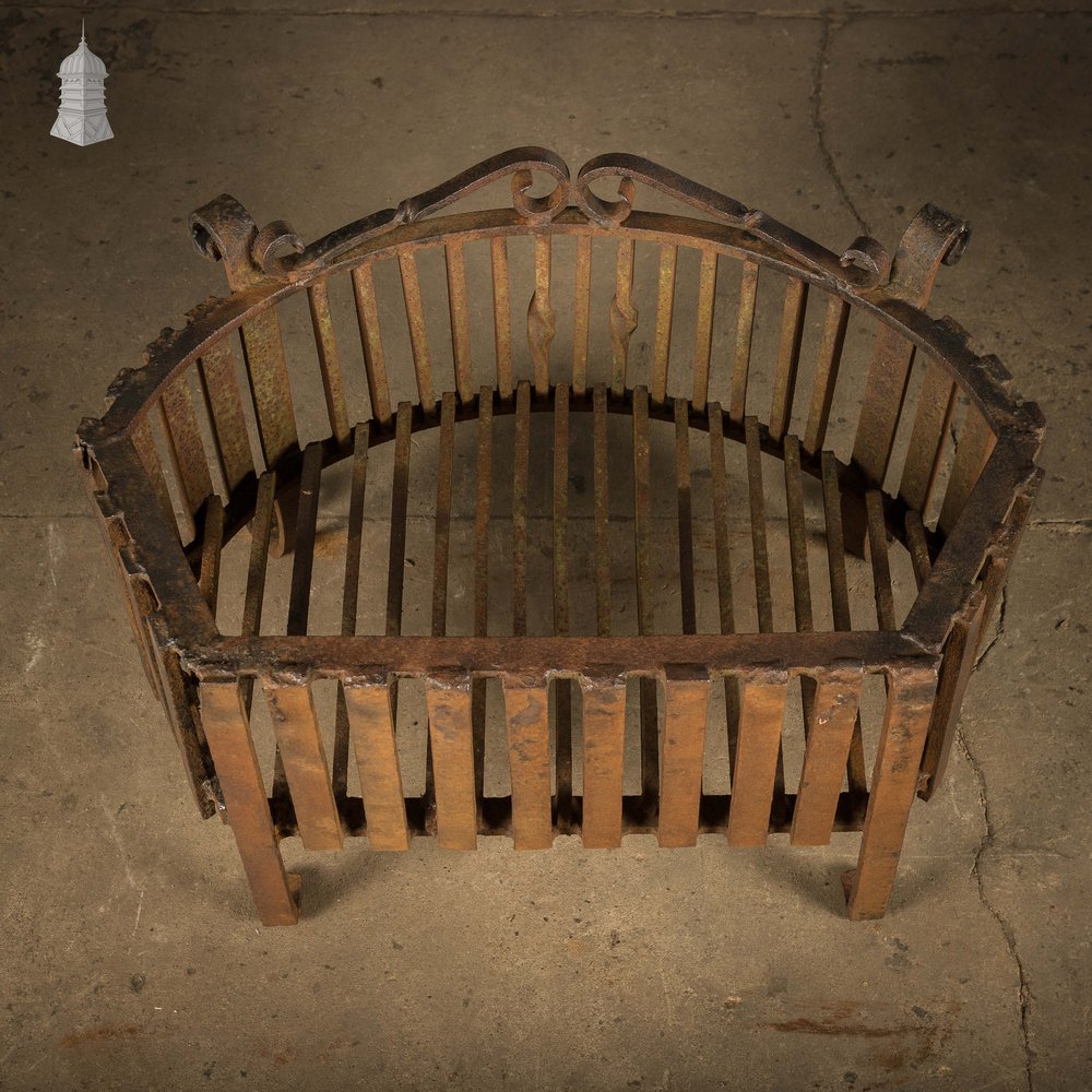 Fire Grate, Wrought Iron Scroll Details