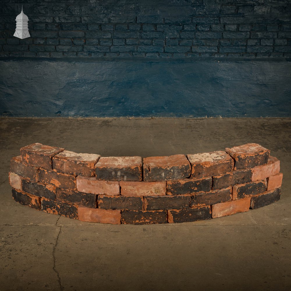 Curved Red Bricks, Reclaimed, Batch of 66