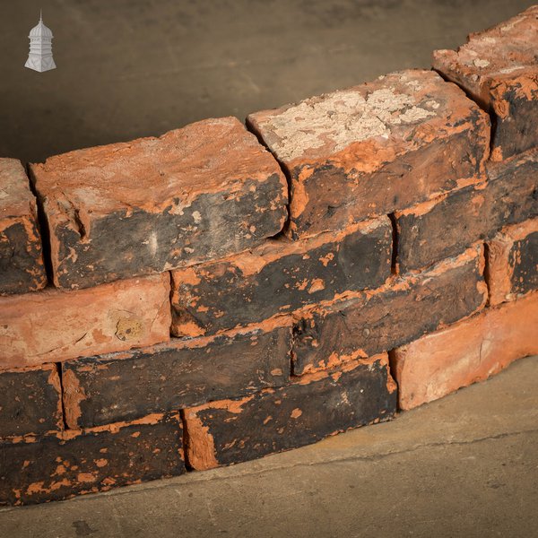 Curved Red Bricks, Reclaimed, Batch of 66