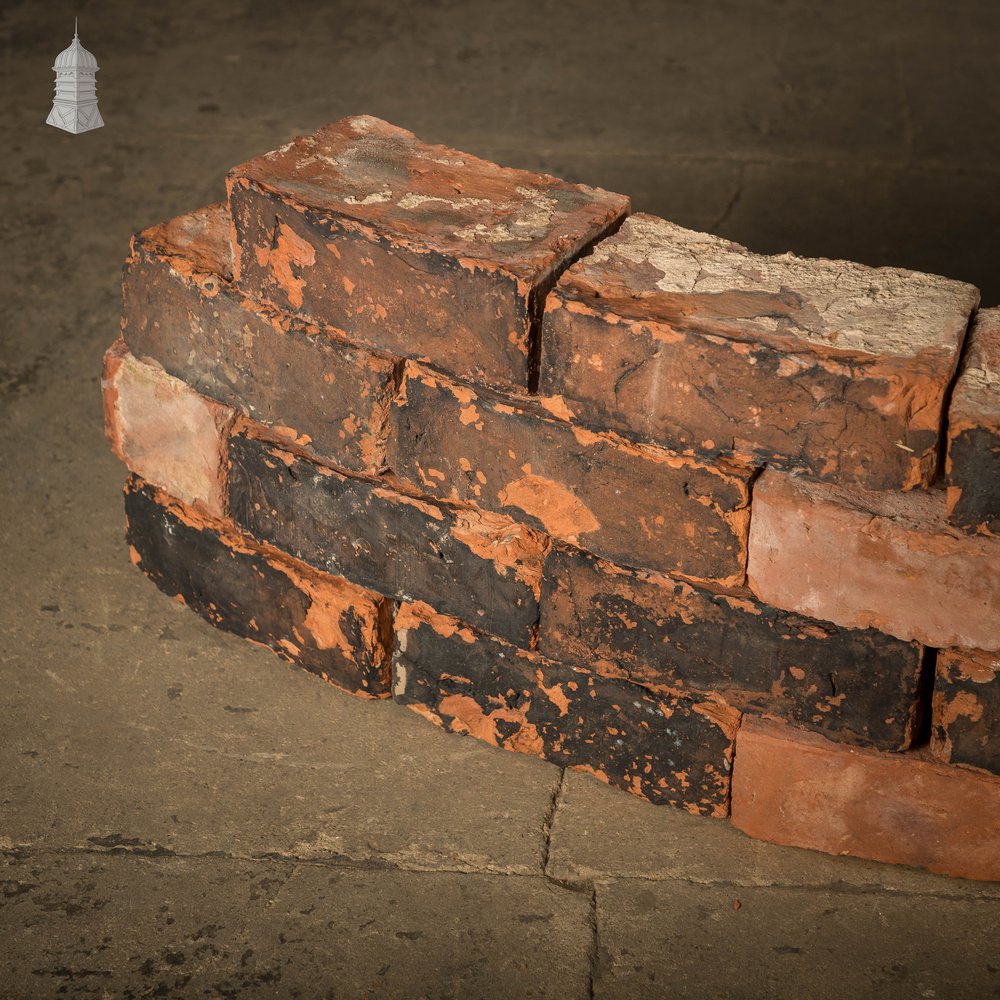 Curved Red Bricks, Reclaimed, Batch of 66