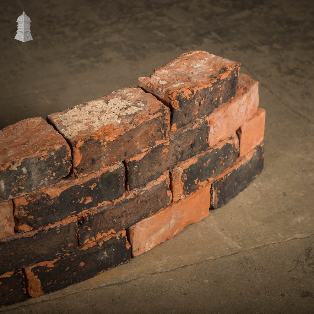 Curved Red Bricks, Reclaimed, Batch of 66
