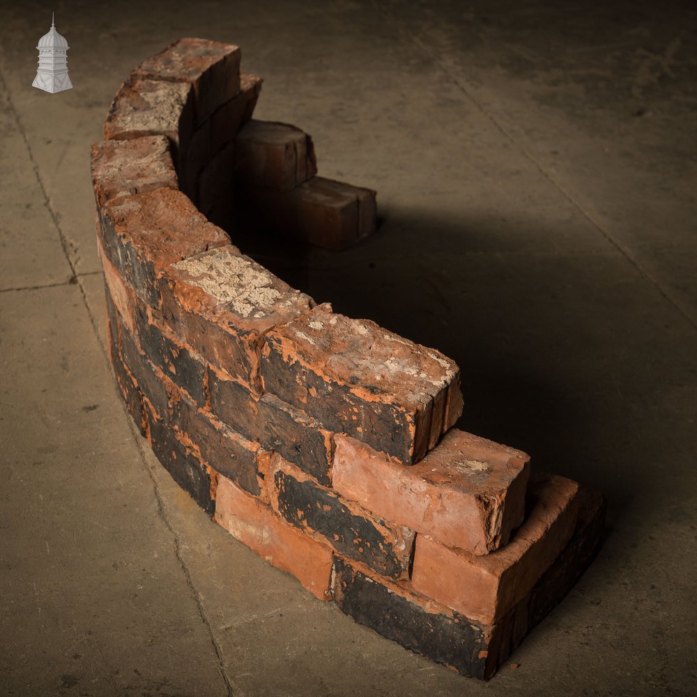 Curved Red Bricks, Reclaimed, Batch of 66