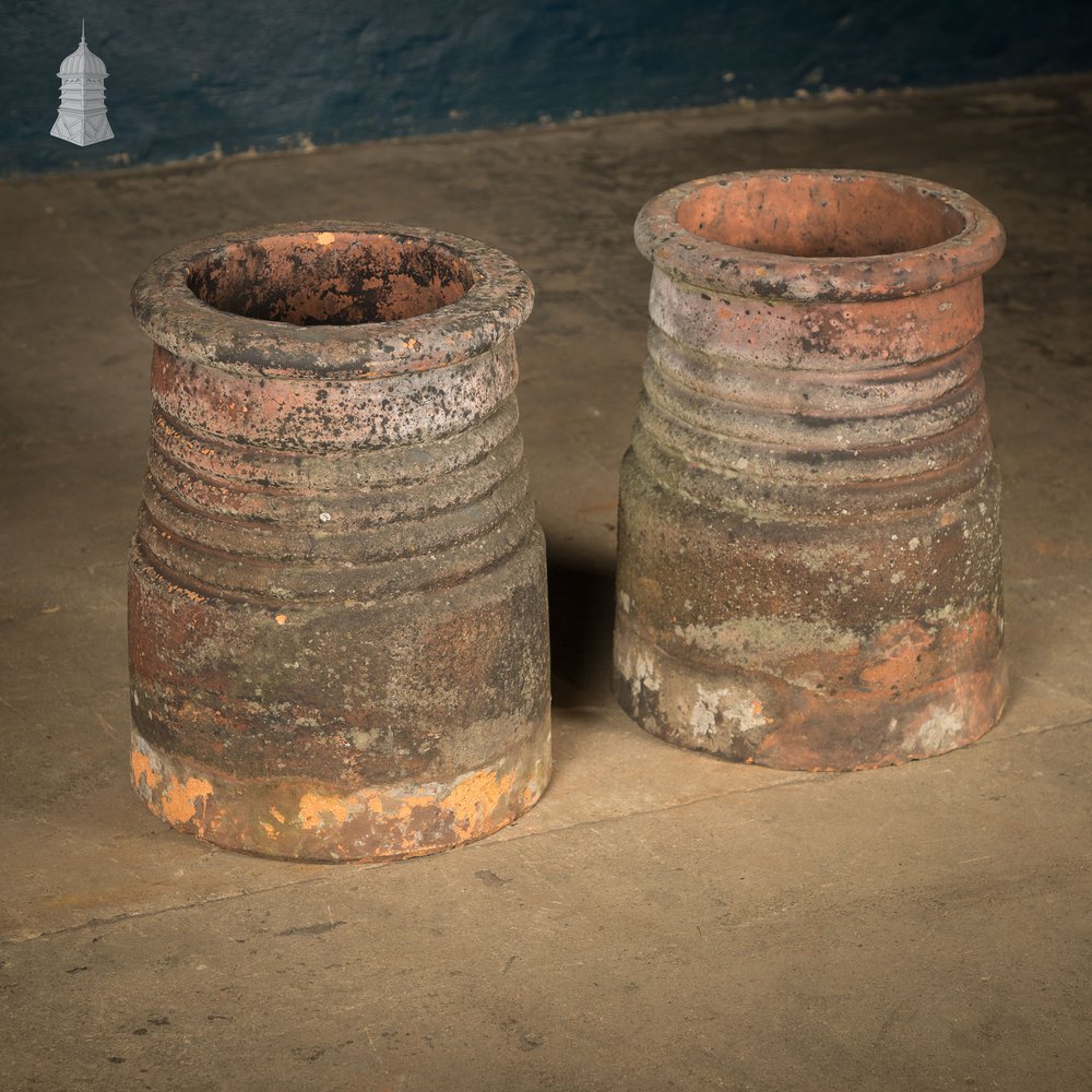 Ribbed Beehive Chimney Pots, Pair