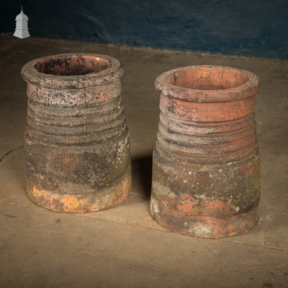 Ribbed Beehive Chimney Pots, Pair
