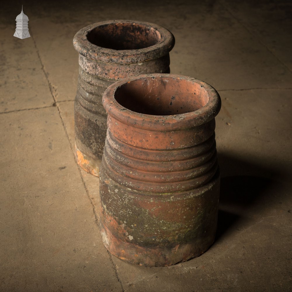 Ribbed Beehive Chimney Pots, Pair