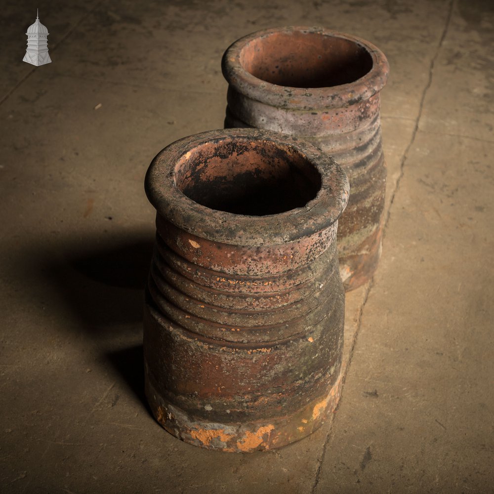 Ribbed Beehive Chimney Pots, Pair