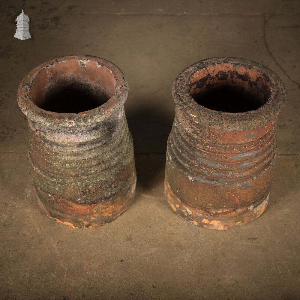 Ribbed Beehive Chimney Pots, Pair