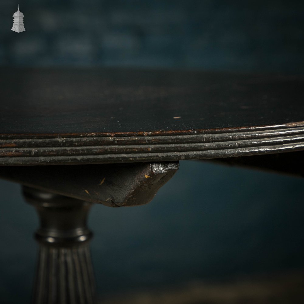 Ebonised Side Table, 18th C Circular 3 Leg with Reeded Pedestal
