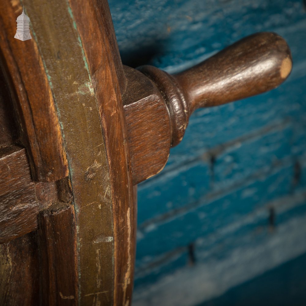 5ft Ship’s Helm / Wheel, Teak and Brass