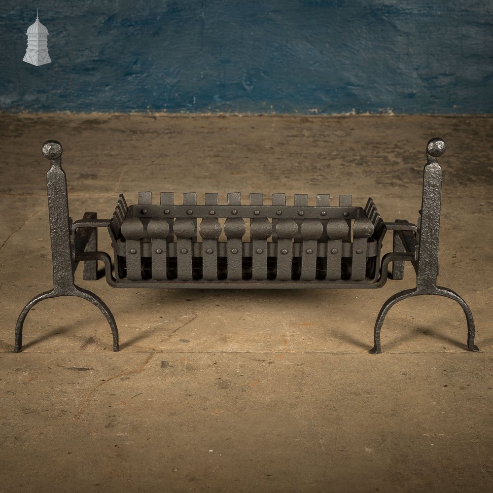 Fire Grate and Andirons, Cast Iron