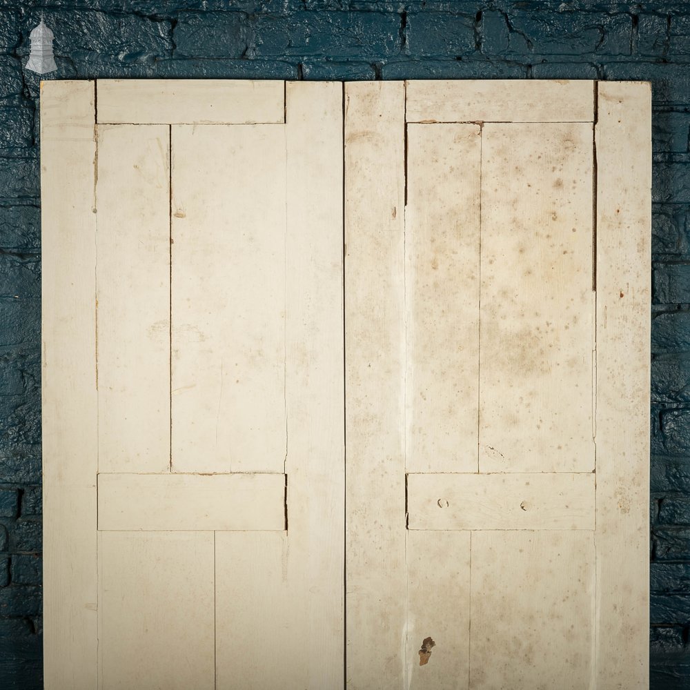 Pine Cupboard Door, White Painted 2 Moulded Panel Pair