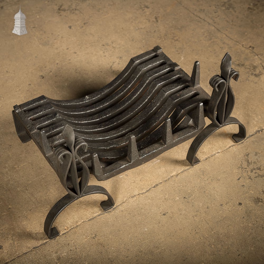 Fire Grate with Andirons, Cast Iron