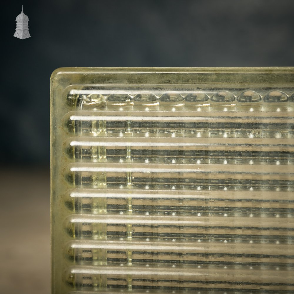 Glass Block Bricks, Cross Ribbed Design, Reclaimed Batch of 33