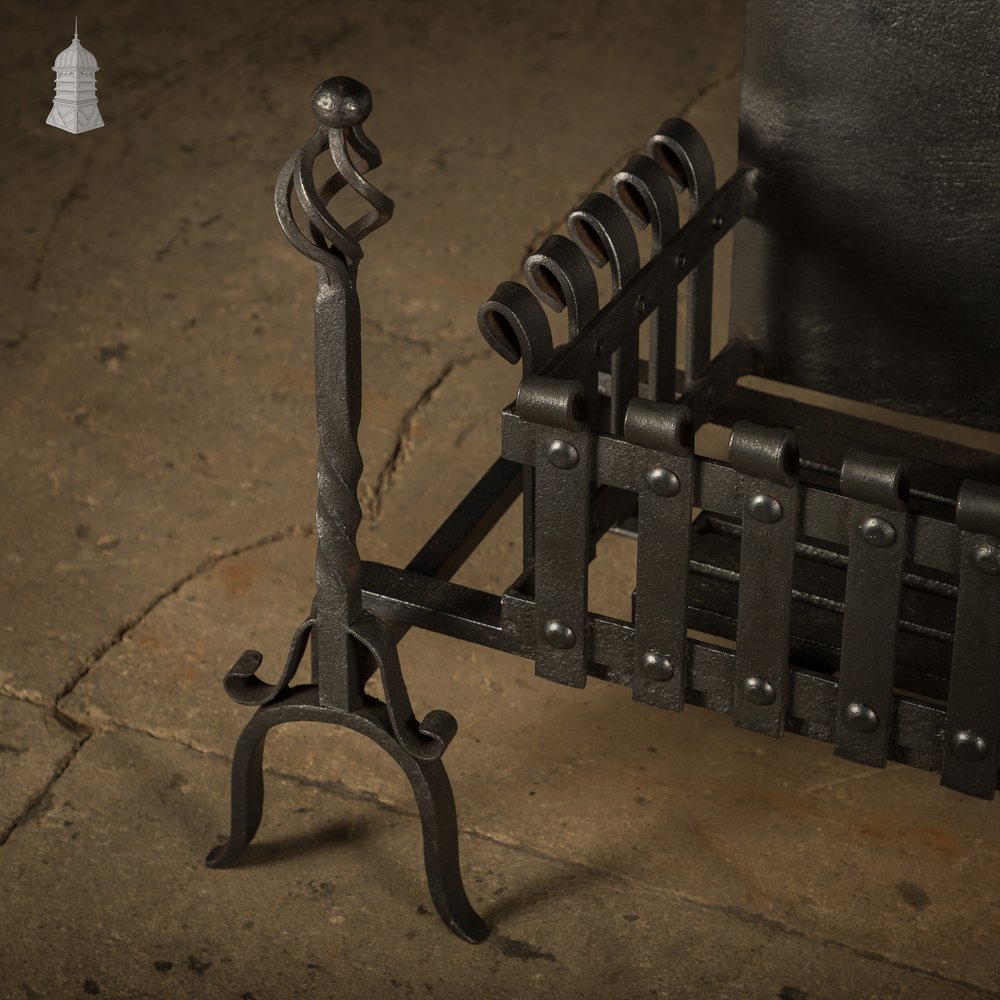 Fire Grate with Andirons, Cast Iron