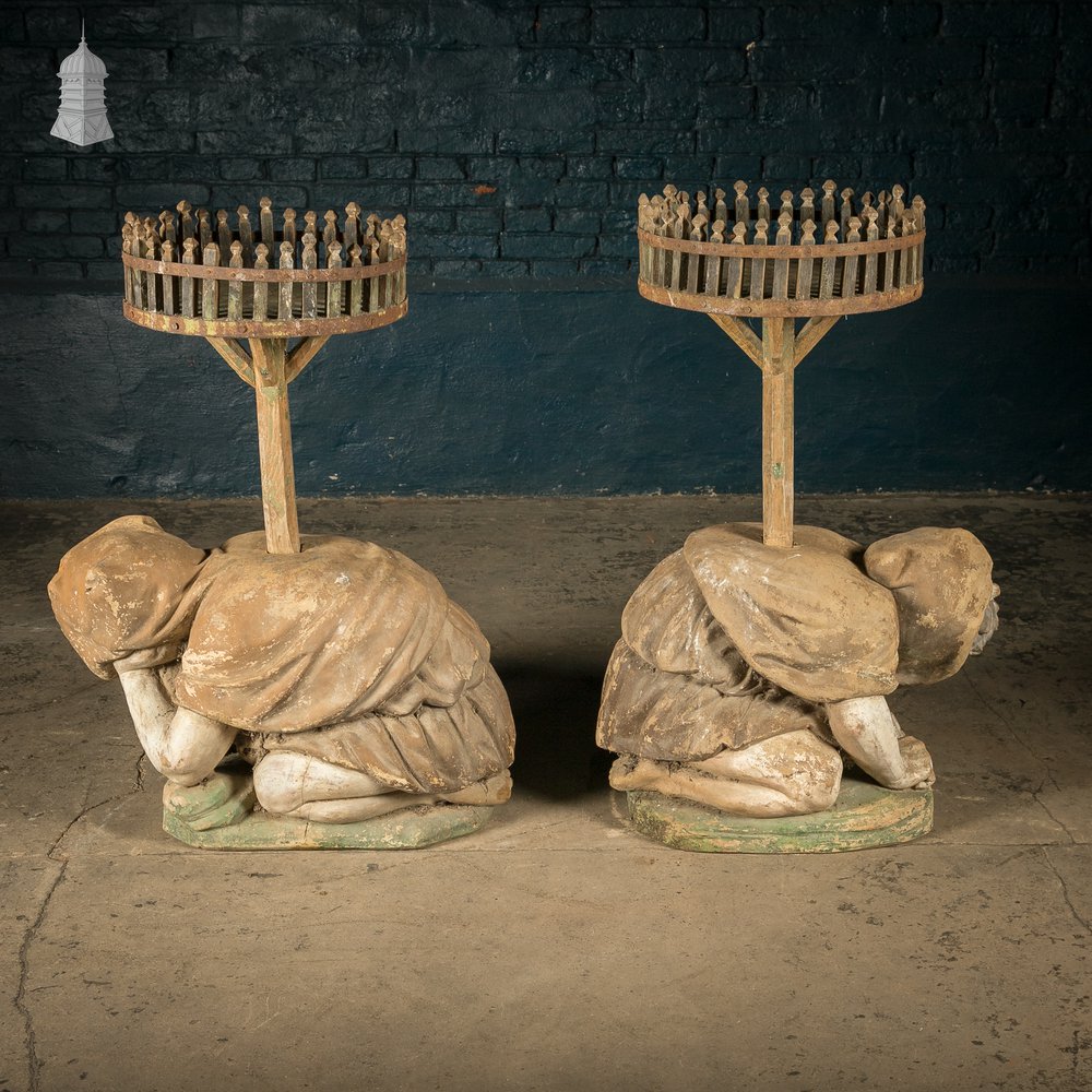 Terracota German Gnomes, 19th C Garden Plinths