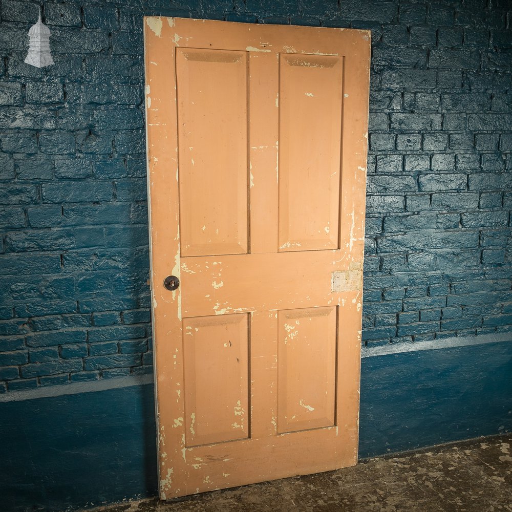 4 Panel Door, Blue and Ped Painted Victorian Internal Door