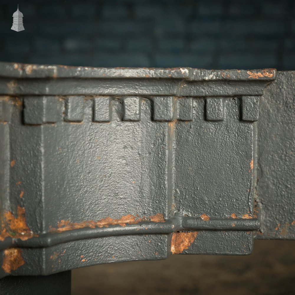 Elsley Rain Hopper, Cast Iron with Dentil Detailing and Grey Painted Finish