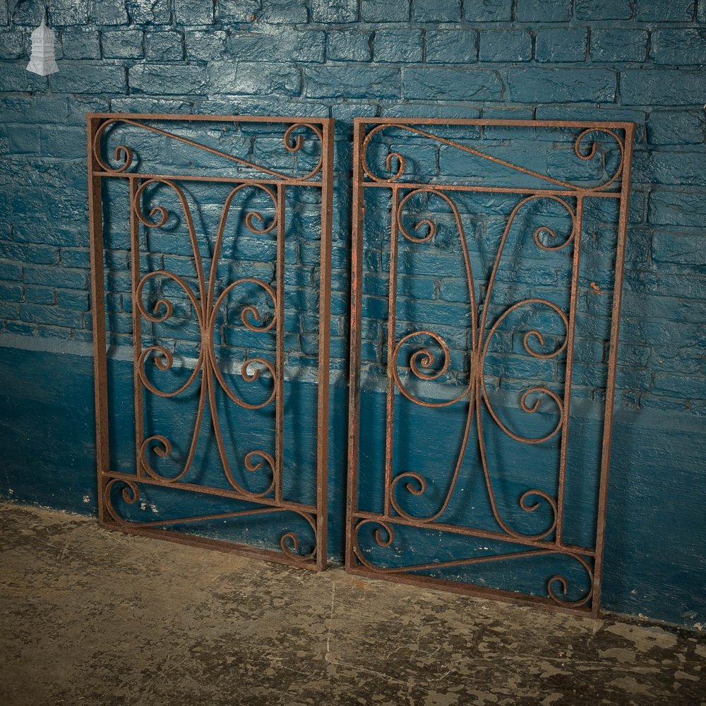 Railing Panels Pair of Wrought Iron Scroll Design Gate Panels