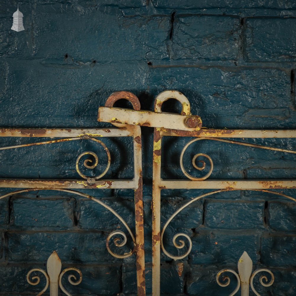 Driveway Gates, Wrought Iron Scroll Design with Distressed Paint Finish