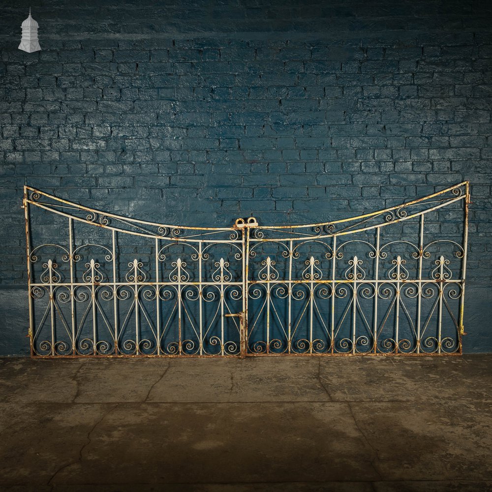 Driveway Gates, Wrought Iron Scroll Design with Distressed Paint Finish