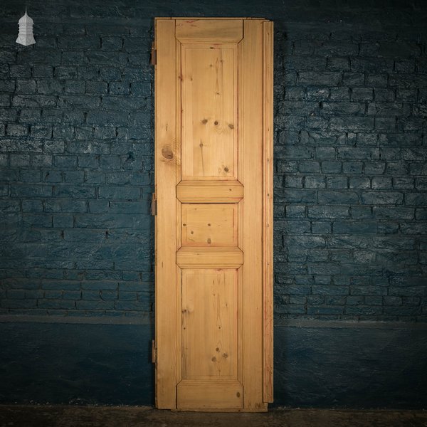 Pine Panelled Door, 19th C French 3 Panel Moulded Pine Door