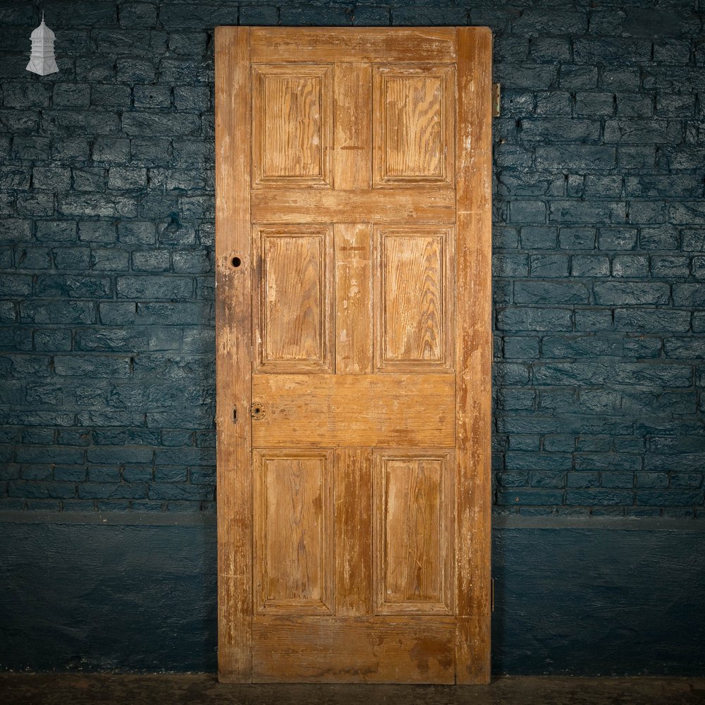 Pitch Pine Panelled Door, 6 Moulded Panel