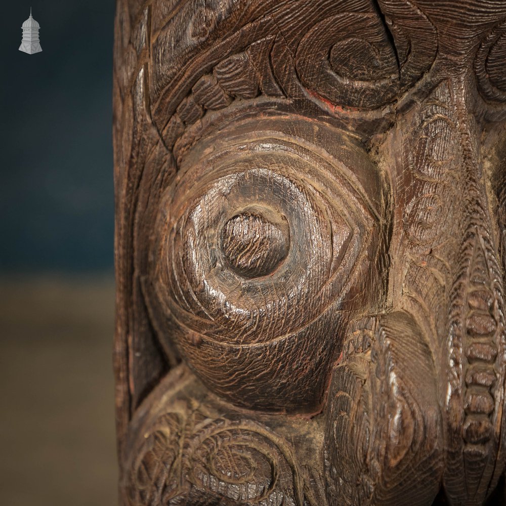 Maori Tribal Sculpture, Early 1800s Carved Hardwood Figure or Totem