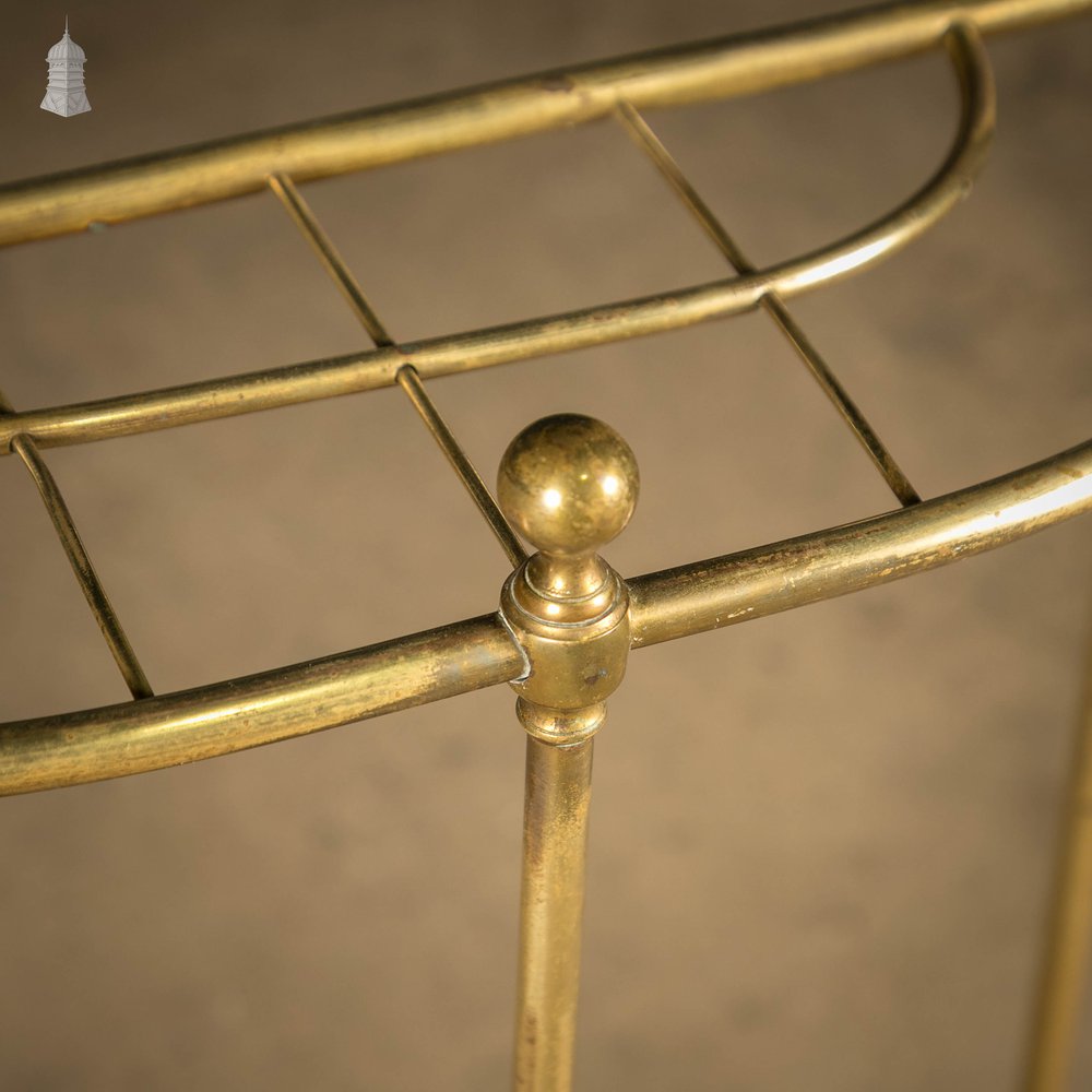 Walking Stick Stand, Demi Lune Stick or Umbrella Stand, Brass with Cast Iron Base