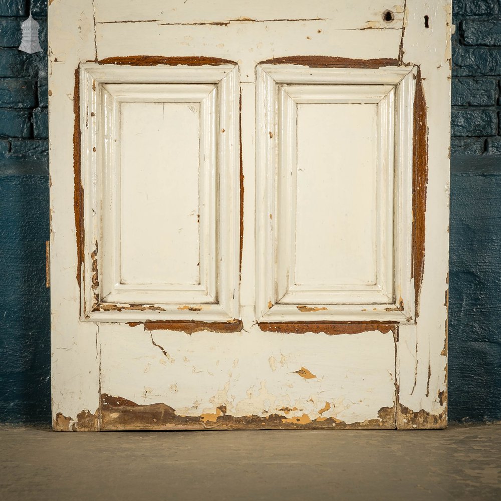 Half Glazed Door, White Painted Pine with Textured Glass
