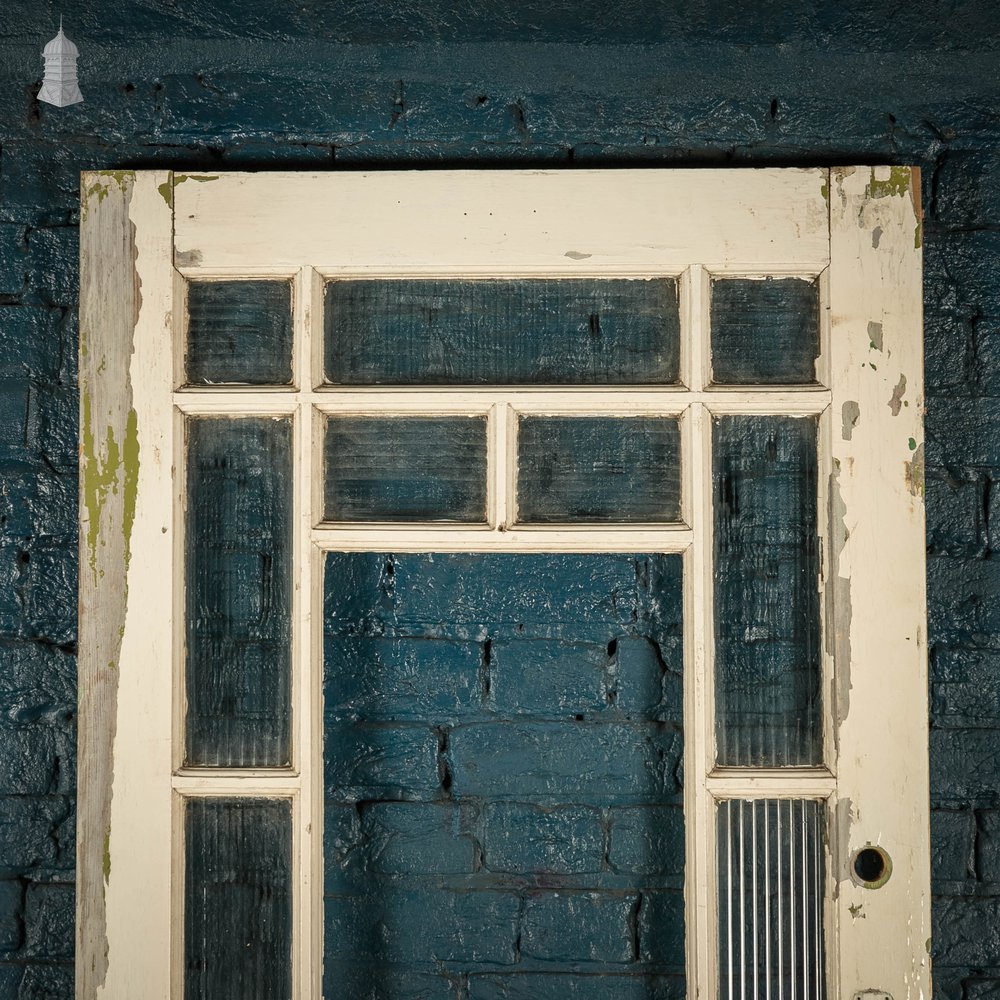 Half Glazed Door, Pine, Fitted with ‘Reeded’ Style Textured Glass